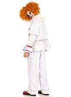 Creepy clown from IT, costume top and pants, ruffles, long sleeves, pom pom buttons
